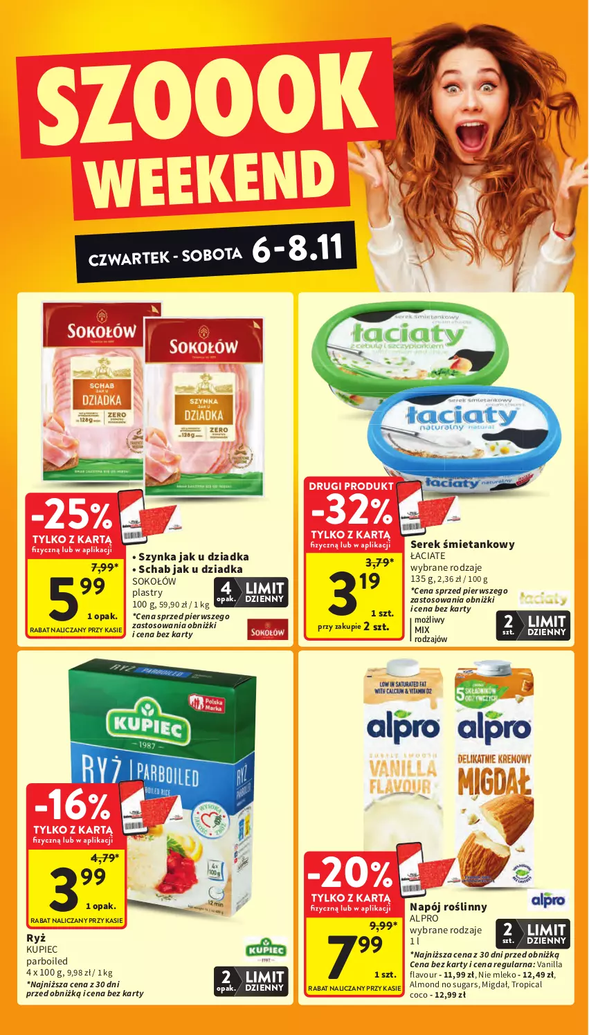 Gazetka promocyjna Intermarche - Gazetka promocyjna - ważna 06.11 do 12.11.2025 - strona 4 - produkty: Alpro, Kupiec, Mleko, Napój, Napój roślinny, Piec, Ryż, Ser, Serek, Sok, Sokołów, Szynka, Tropical