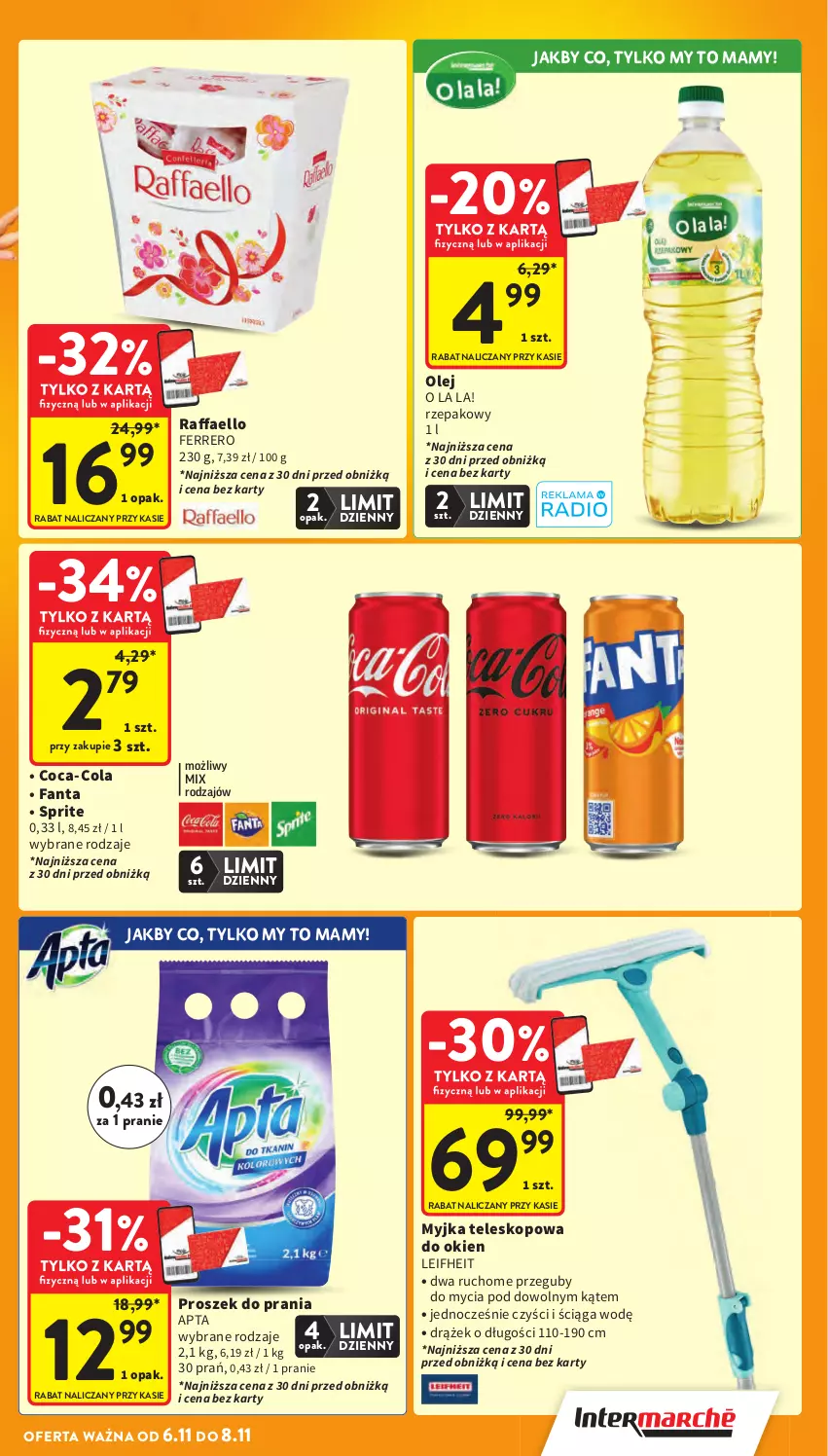 Gazetka promocyjna Intermarche - Gazetka promocyjna - ważna 06.11 do 12.11.2025 - strona 5 - produkty: Coca-Cola, Fa, Fanta, Ferrero, Olej, Proszek do prania, Raffaello, Sprite, Teleskop