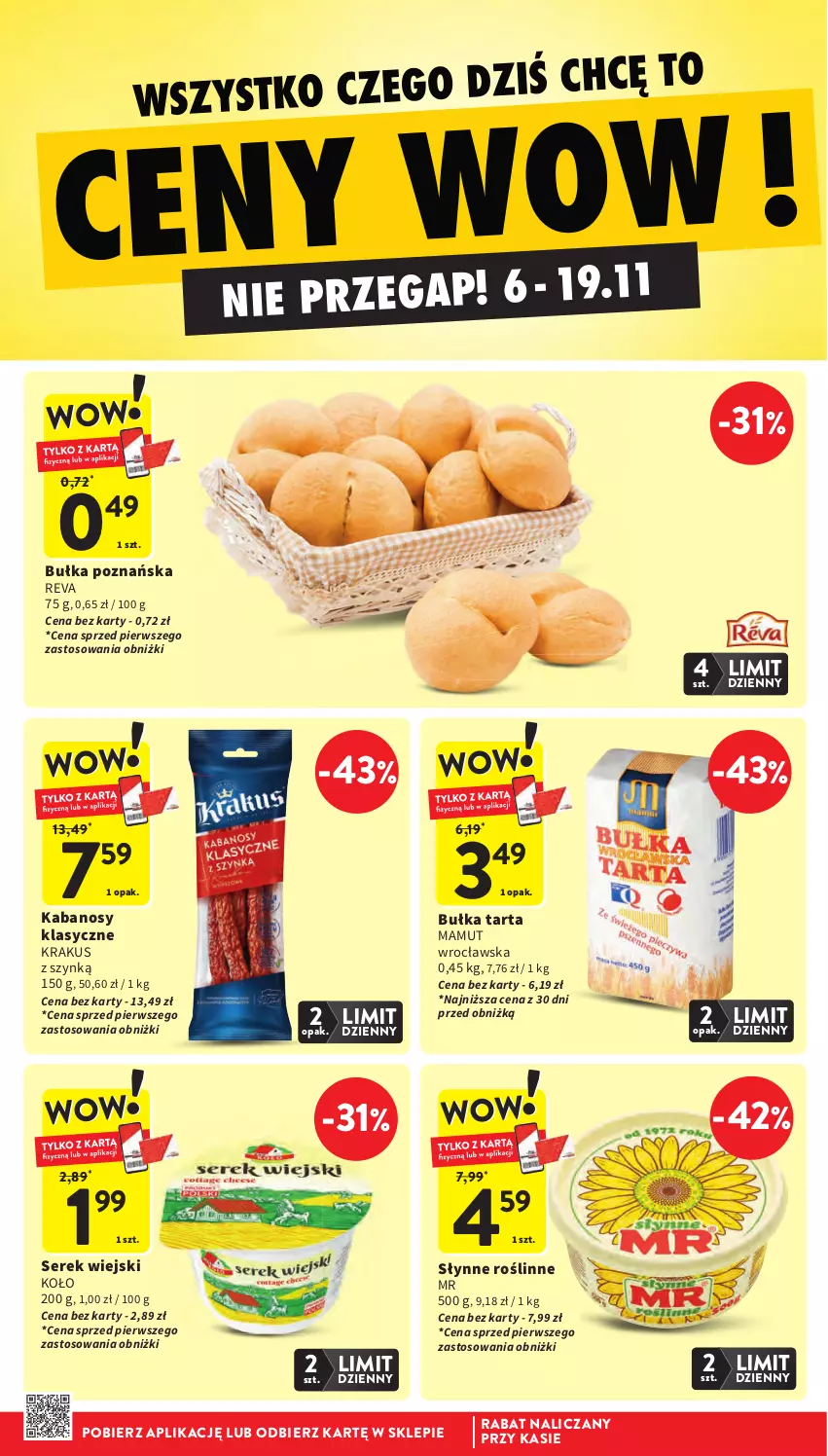Gazetka promocyjna Intermarche - Gazetka promocyjna - ważna 06.11 do 12.11.2025 - strona 8 - produkty: Bułka, Bułka tarta, Kabanos, Krakus, Ser, Serek, Serek wiejski, Słynne, Tarta