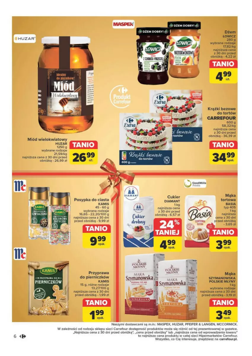 Gazetka promocyjna Carrefour - ważna 19.11 do 07.12.2024 - strona 14 - produkty: Cukier, Diamant, Kamis, Mąka, Miód, Polskie Młyny, Ser