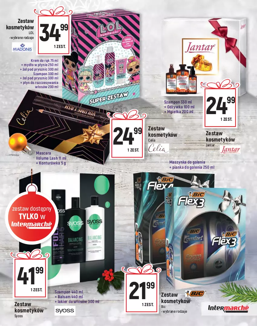 Gazetka promocyjna Intermarche - Dekoracje Świąteczne - ważna 16.11 do 29.11.2021 - strona 23 - produkty: Balsam po goleniu, BIC, Dezodorant, Fusion, Krem do rąk, Lakier, Lakier do włosów, Maszynka, Maszynka do golenia, Mydło, Mydło w płynie, Nivea, Nivea Men, Odżywka, Pianka do golenia, Syoss, Szampon, Szynka, Top, Venus, Woda, Woda po goleniu