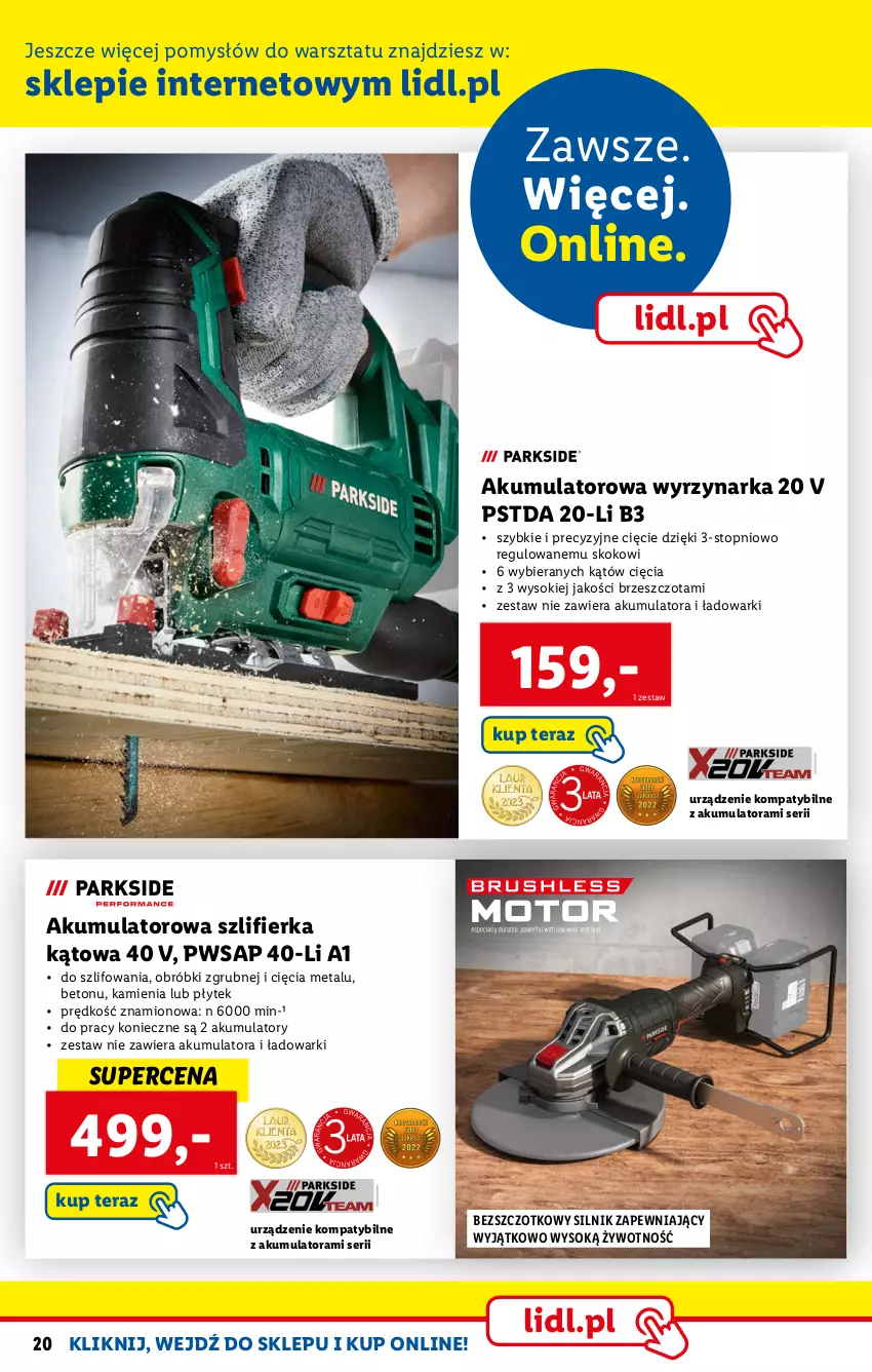 Gazetka promocyjna Lidl - KATALOG SKLEPU ONLINE - ważna 06.02 do 26.02.2023 - strona 20 - produkty: Akumulator, Ser, Sok, Szlifierka, Szlifierka kątowa, Tera, Top, Wyrzynarka