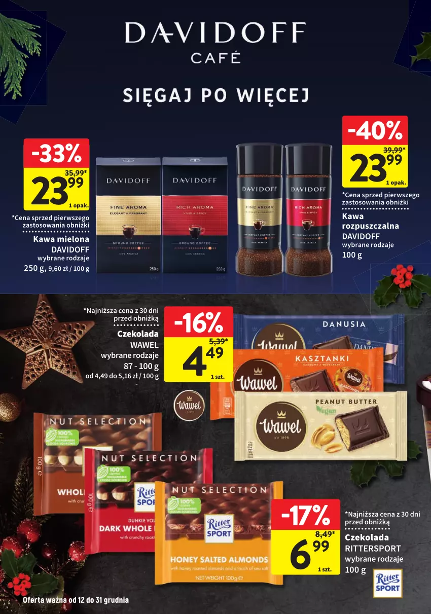 Gazetka promocyjna Intermarche - ważna 12.12 do 31.12.2024 - strona 12 - produkty: Czekolada, Davidoff, Kawa, Kawa mielona, Wawel