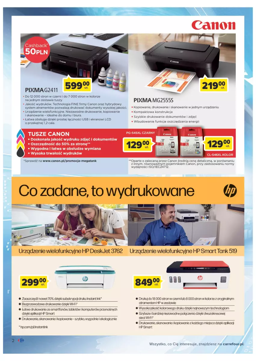 Gazetka promocyjna Carrefour - Gazetka Marki znane i lubiane - ważna 20.09 do 08.10.2022 - strona 2 - produkty: Canon, Gin, HP, Komputer, Pojemnik, Por, Smartfon, Sok, Tablet, Tusz, Urządzenie wielofunkcyjne