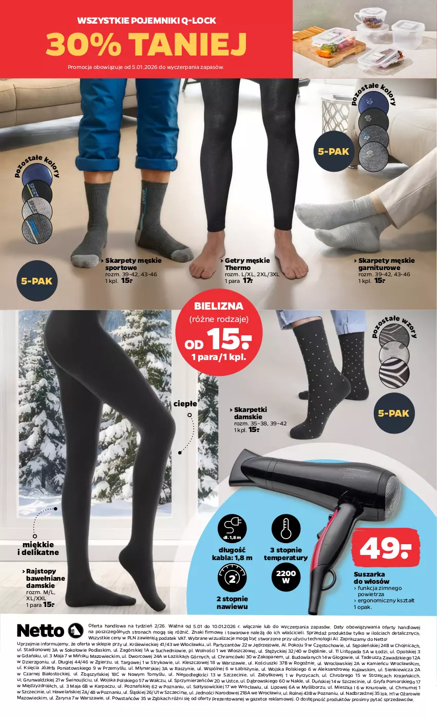 Gazetka promocyjna Netto - Od Poniedziałku - ważna 05.01 do 10.01.2026 - strona 3 - produkty: Bielizna, Fa, Gry, Karp, Kujawski, Podlaski, Pojemnik, Por, Rajstopy, Skarpetki, Sok, Sport, Stock, Suszarka, Top, Wino