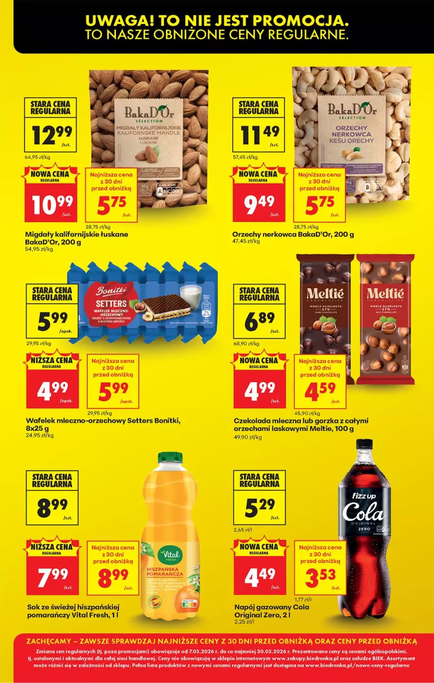 Gazetka promocyjna Biedronka - Od Poniedziałku - ważna 11.05 do 16.05.2026 - strona 13 - produkty: Bonitki, Czekolada, Czekolada mleczna, Fa, Gin, Migdały, Napój, Napój gazowany, O nas, Sok, Wafelek, Waga