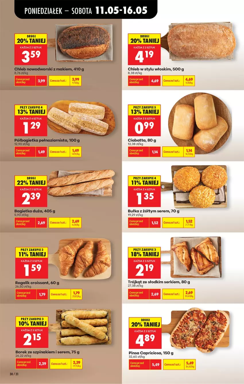Gazetka promocyjna Biedronka - Od Poniedziałku - ważna 11.05 do 16.05.2026 - strona 48 - produkty: Bagietka, Chleb, Ciabatta, Croissant, Półbagietka, Rogal, Ser, Szpinak