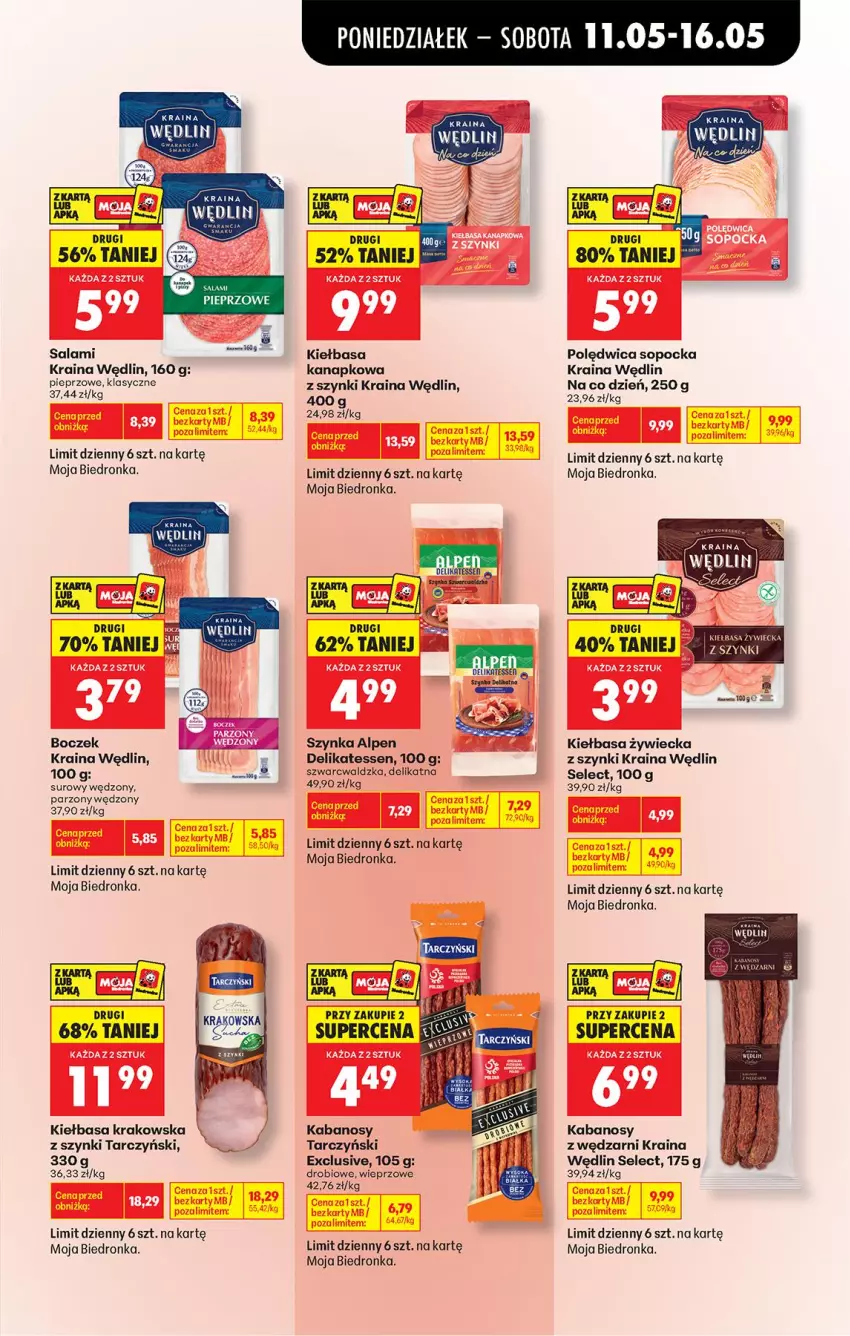 Gazetka promocyjna Biedronka - Od Poniedziałku - ważna 11.05 do 16.05.2026 - strona 55 - produkty: Boczek, Kabanos, Kiełbasa, Kiełbasa krakowska, Pieprz, Polędwica, Salami, Szynka, Tarczyński