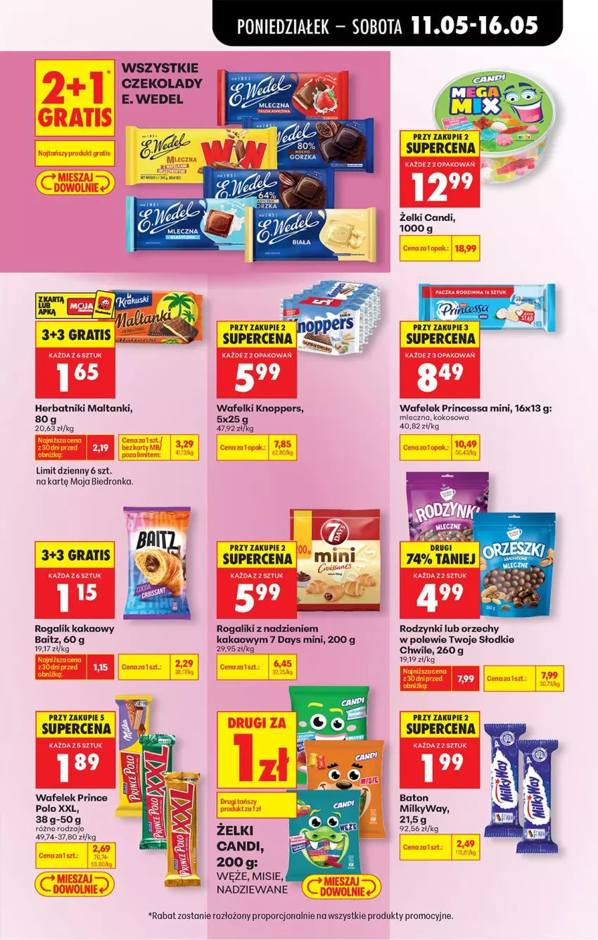Gazetka promocyjna Biedronka - Od Poniedziałku - ważna 11.05 do 16.05.2026 - strona 71 - produkty: 7 Days, Baton, E. Wedel, Gra, Herbatniki, Kakao, Knoppers, Kokos, Por, Princessa, Rodzynki, Rogal, Sos, Wafelek