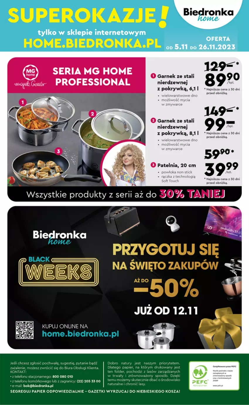 Gazetka promocyjna Biedronka - Okazje tygodnia od 06.11 - ważna 06.11 do 18.11.2023 - strona 36 - produkty: Garnek, Gra, Kosz, Papier, Ser, Telefon