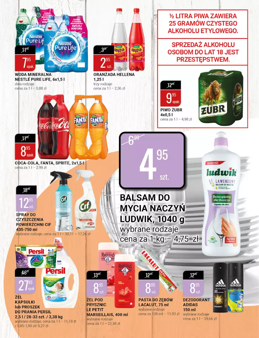 Gazetka promocyjna Bi1 - Jakość zakupów - ważna 12.01 do 18.01.2022 - strona 7 - produkty: Adidas, Cif, Coca-Cola, Dezodorant, Fa, Fanta, Gra, Hellena, Lacalut, Ludwik, Mars, Oranżada, Pasta do zębów, Persil, Piwa, Piwo, Pur, Sprite, Woda, Woda mineralna