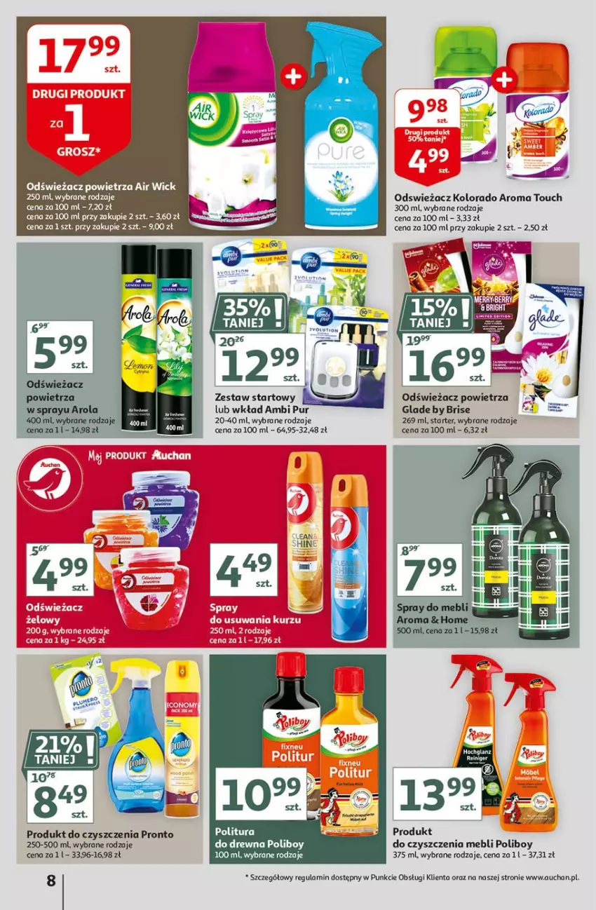 Gazetka promocyjna Auchan - Hiper porządki Hipermarkety - ważna 18.02 do 25.02.2021 - strona 8 - produkty: Air Wick, Ambi Pur, Kolorado, Odświeżacz powietrza, Pronto, Pur