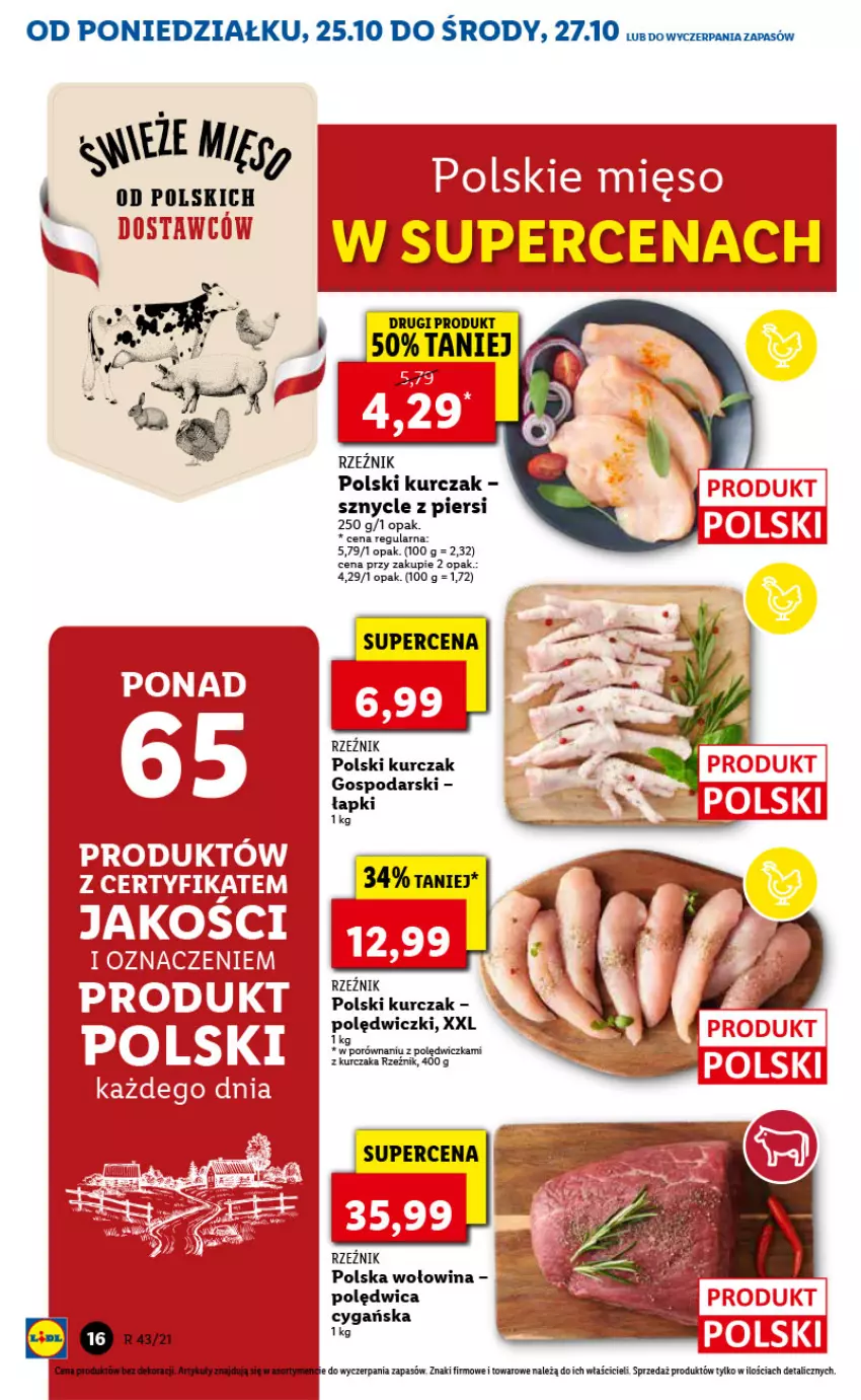 Gazetka promocyjna Lidl - GAZETKA - ważna 25.10 do 27.10.2021 - strona 16 - produkty: Kurczak, Polędwica, Por, Wołowina