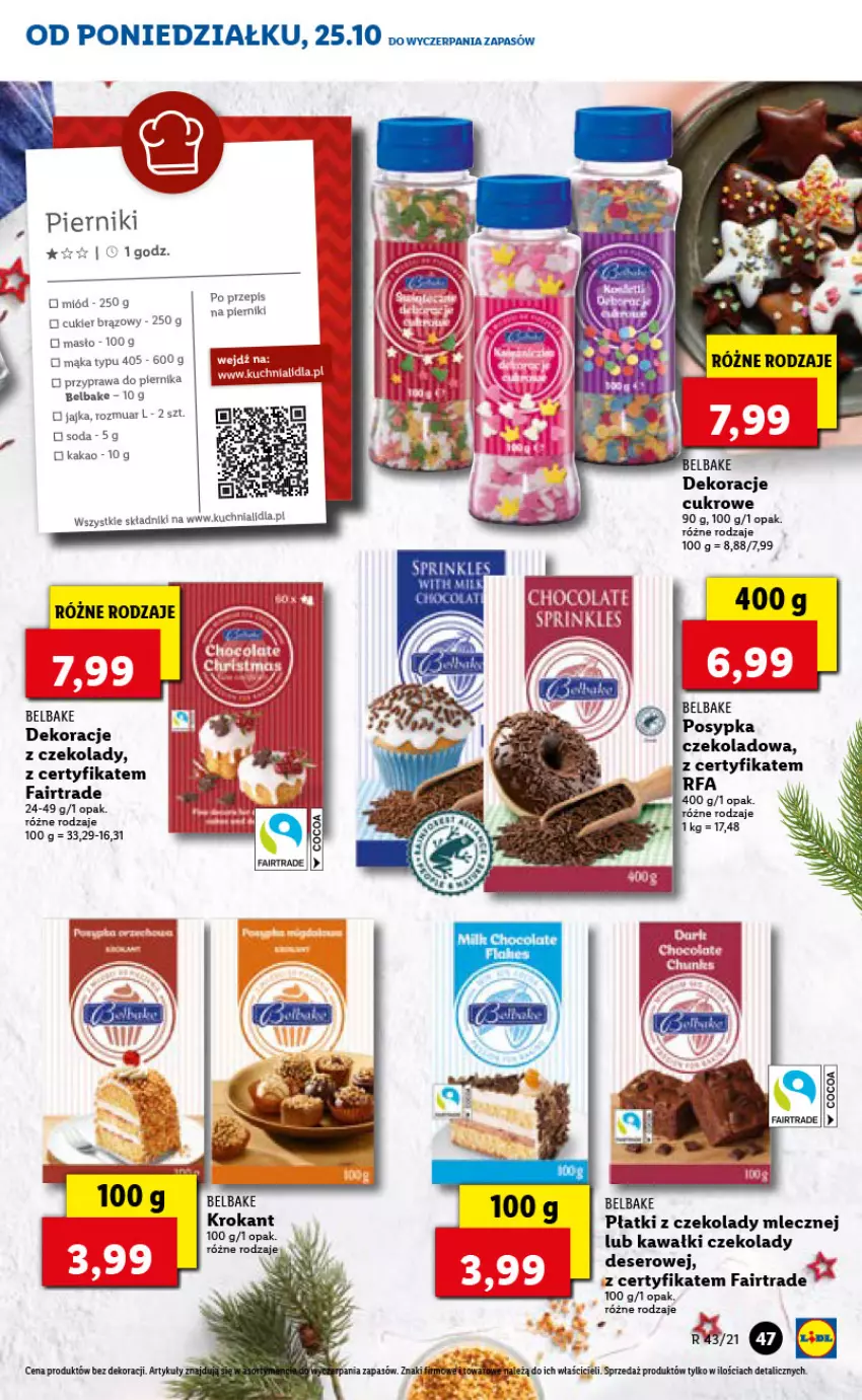 Gazetka promocyjna Lidl - GAZETKA - ważna 25.10 do 27.10.2021 - strona 47 - produkty: Cukier, Deser, Fa, Kawa, Mąka, Miód, Piernik, Ser