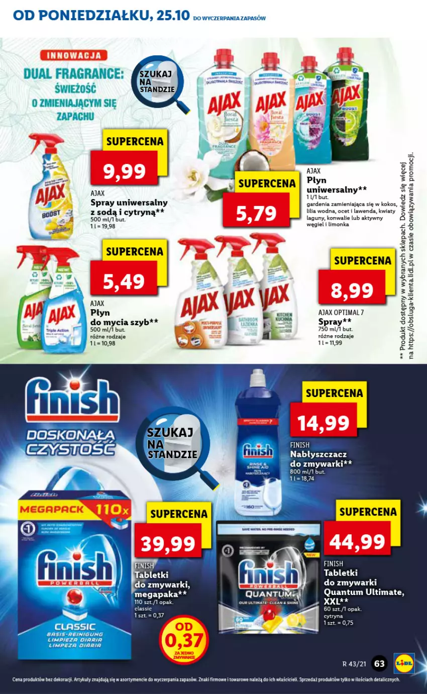 Gazetka promocyjna Lidl - GAZETKA - ważna 25.10 do 27.10.2021 - strona 63 - produkty: Ajax, Fa, Finish, Kokos, Ocet, Optima, Tablet, Zmywarki