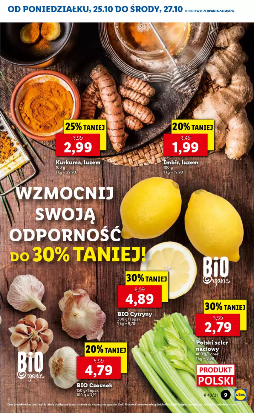 Gazetka promocyjna Lidl - GAZETKA - ważna 25.10 do 27.10.2021 - strona 9 - produkty: Cytryny, Czosnek, Por