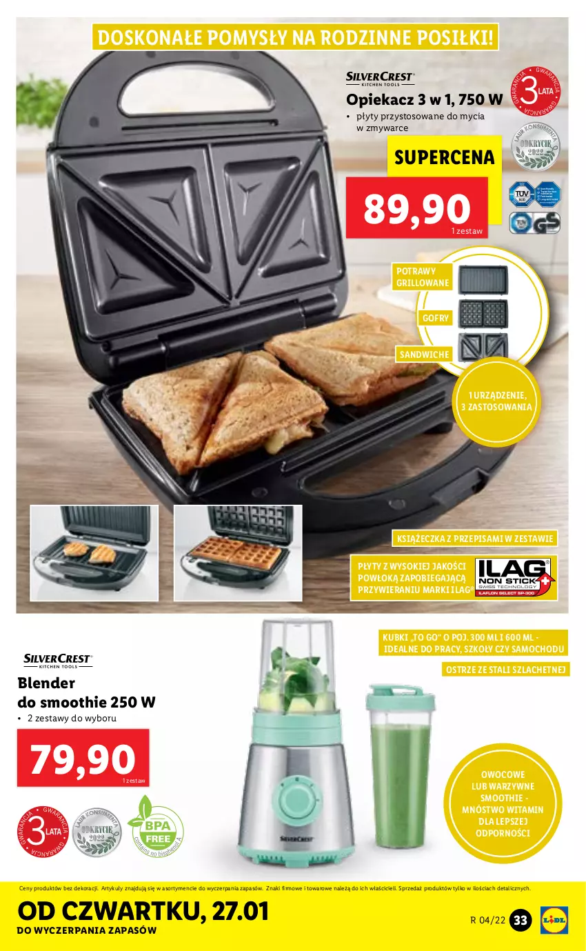 Gazetka promocyjna Lidl - GAZETKA - ważna 24.01 do 30.01.2022 - strona 33 - produkty: Blender, Gofry, Grill, Por, Smoothie, Sok