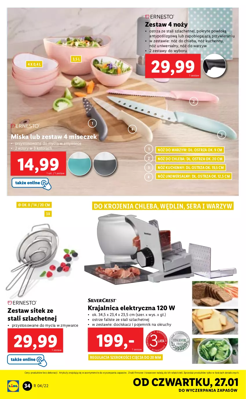 Gazetka promocyjna Lidl - GAZETKA - ważna 24.01 do 30.01.2022 - strona 34 - produkty: Chleb, Fa, Miska, Noż, Nóż do chleba, Nóż uniwersalny, Pojemnik, Ser, Zestaw sitek