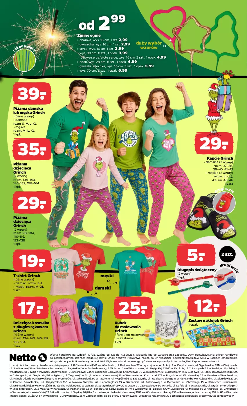 Gazetka promocyjna Netto - Od Poniedziałku Przemysłowa - ważna 01.12 do 07.12.2025 - strona 3 - produkty: Choinka, Długopis, Dzieci, Fa, Gry, Inka, Kapcie, Karp, Klej, Kosz, Koszulka, Kubek, Kujawski, Piżama, Podlaski, Ser, Sok, Stock, T-shirt, Top, Wino