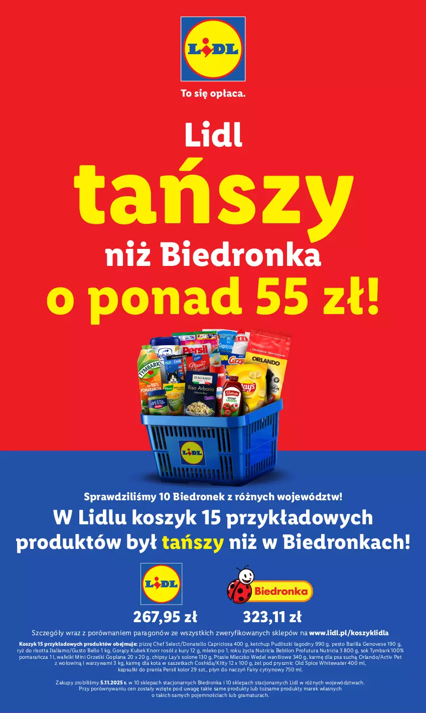Gazetka promocyjna Lidl - GAZETKA - ważna 24.11 do 29.11.2025 - strona 7 - produkty: Barilla, BEBILON, Bell, Chipsy, Fa, Fairy, Goplana, Gra, Grześki, Kapsułki do prania, Ketchup, Knorr, Kosz, Kubek, LANA, Lay’s, Mini Grześki, Mleczko, Mleko, Old Spice, Persil, Pesto, Por, Ptasie mleczko, Pudliszki, Rama, Rosół, Ryż, Sok, Tymbark, Warzywa