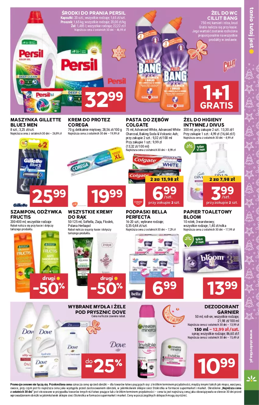 Gazetka promocyjna Stokrotka - Supermarket Opole/Radom - ważna 19.12 do 27.12.2024 - strona 33 - produkty: Bell, Bella, Cillit Bang, Colgate, Corega, Dezodorant, Dove, Fructis, Garnier, Gillette, Gra, LANA, LG, Maszynka, Mięso, Odżywka, Owoce, Papier, Papier toaletowy, Pasta do zębów, Perfecta, Persil, Podpaski, Por, Szampon, Szynka, Warzywa