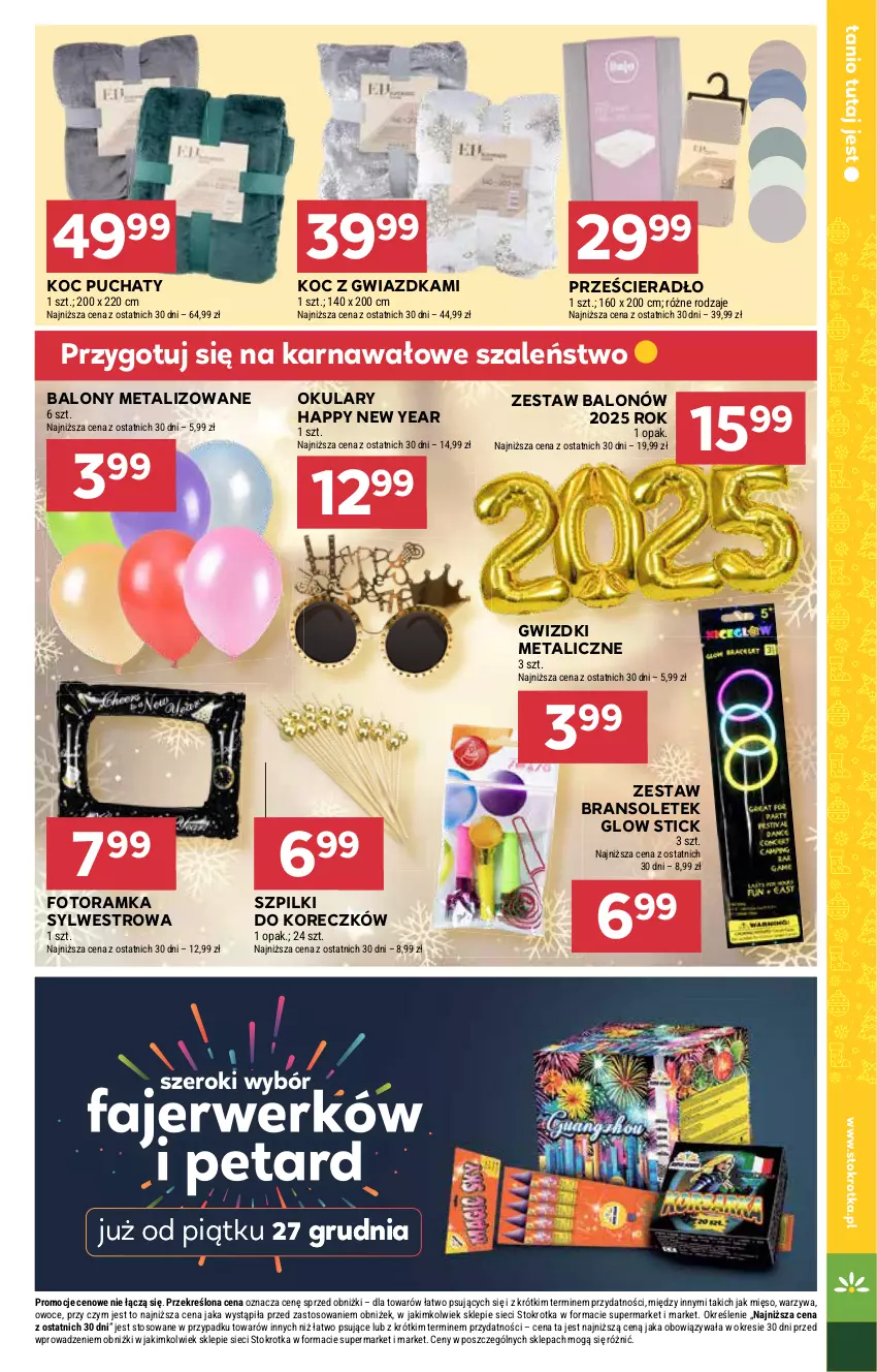 Gazetka promocyjna Stokrotka - Supermarket Opole/Radom - ważna 19.12 do 27.12.2024 - strona 35 - produkty: Balony, Koc, Mięso, Owoce, Prześcieradło, Ramka, Szal, Warzywa