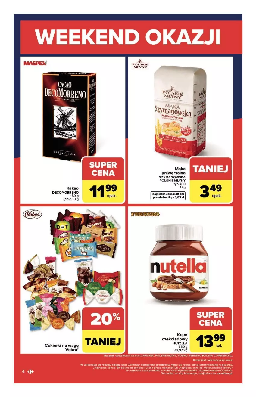 Gazetka promocyjna Carrefour - Gazetka Weekend okazji już od czwartku! - ważna 15.01 do 17.01.2026 - strona 4 - produkty: Cukier, Cukierki, Kakao, Nutella, Polskie Młyny