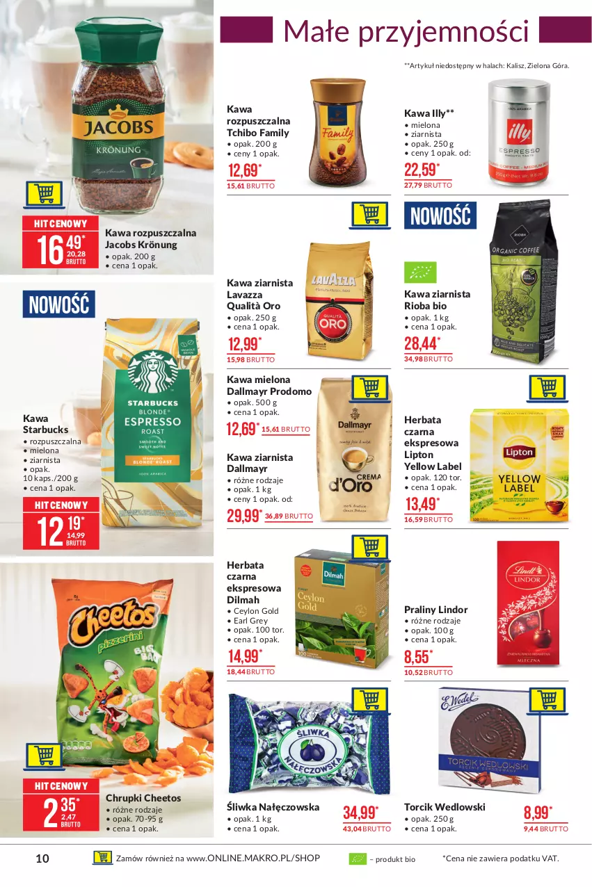 Gazetka promocyjna Makro - [Oferta promocyjna] Artykuły spożywcze - ważna 19.04 do 03.05.2021 - strona 10 - produkty: Cheetos, Chrupki, Dallmayr, Dilmah, Earl Grey, Fa, Herbata, Herbata czarna, Jacobs, Jacobs Krönung, Kawa, Kawa mielona, Kawa rozpuszczalna, Kawa ziarnista, Lavazza, Lindor, Lipton, Praliny, Rioba, Tchibo, Tchibo Family