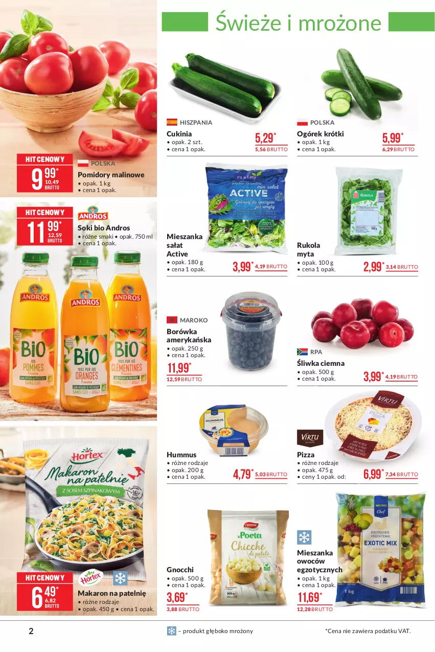 Gazetka promocyjna Makro - [Oferta promocyjna] Artykuły spożywcze - ważna 19.04 do 03.05.2021 - strona 2 - produkty: Borówka, Borówka amerykańska, Gnocchi, Hummus, Makaron, Mieszanka sałat, Mus, Ogórek, Pizza, Pomidory, Rukola, Sałat, Sok