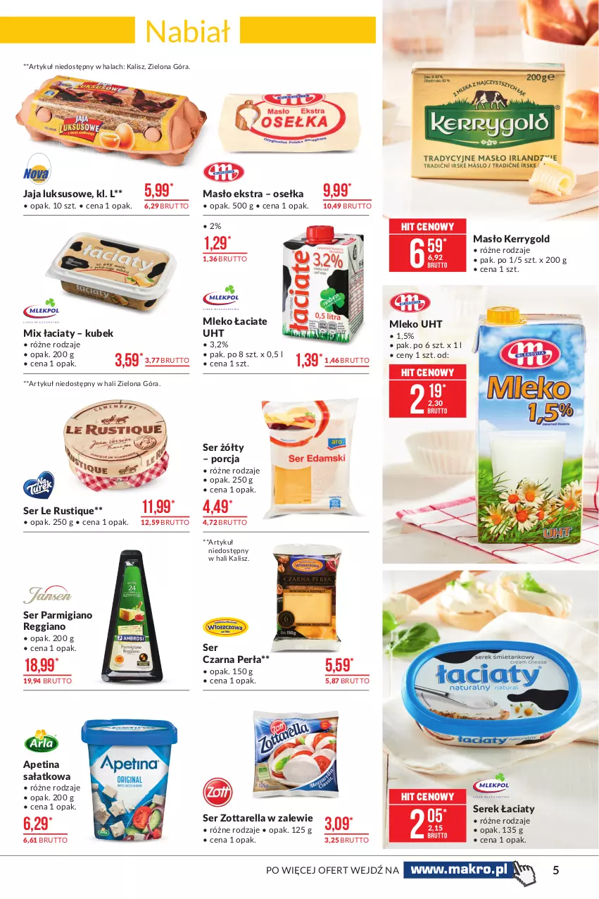 Gazetka promocyjna Makro - [Oferta promocyjna] Artykuły spożywcze - ważna 19.04 do 03.05.2021 - strona 5 - produkty: Jaja, Kubek, Masło, Mleko, Perła, Por, Rust, Sałat, Ser, Serek, Zott, Zottarella