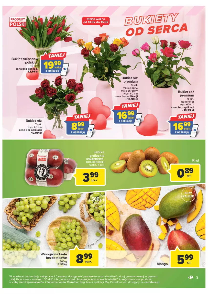 Gazetka promocyjna Carrefour - Gazetka Targ świeżości - ważna 13.02 do 18.02.2023 - strona 6 - produkty: Bukiet, Kije, Ser, Tulipan, Wino, Winogrona