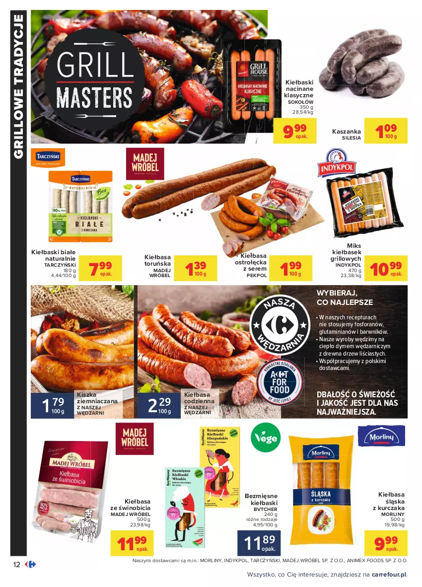 Gazetka promocyjna Carrefour - Gazetka Carrefour - ważna 09.08 do 21.08.2021 - strona 12 - produkty: BIC, Grill, Kasza, Kaszanka, Kiełbasa, Kiełbasa śląska, Kiełbaski białe, Kurczak, Madej Wróbel, Morliny, Pekpol, Ser, Sok, Sokołów, Tarczyński, Wino