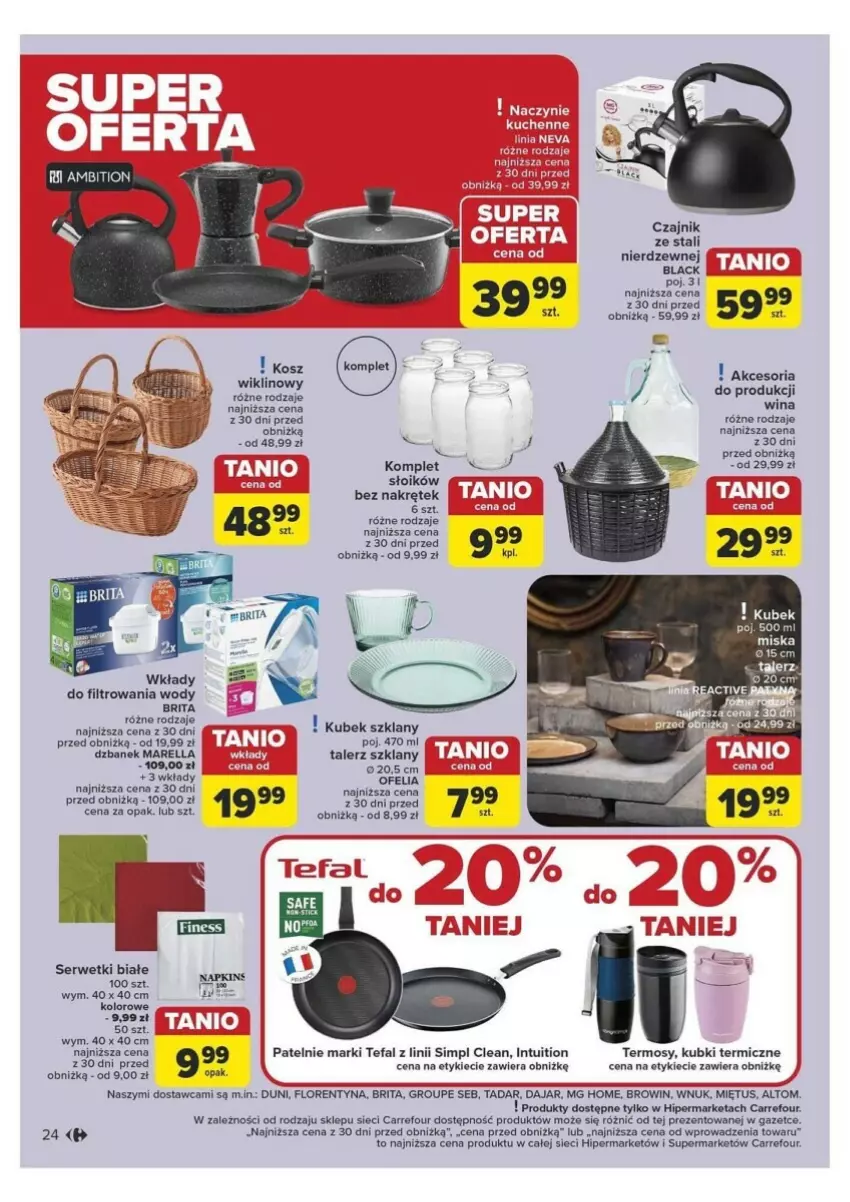 Gazetka promocyjna Carrefour - ważna 10.09 do 14.09.2024 - strona 17 - produkty: AEG, Brit, Brita, Czajnik, Dzbanek, Fa, Kosz, Kubek, Lack, Miętus, Miska, Ser, Serwetki, Talerz, Tefal, Termos