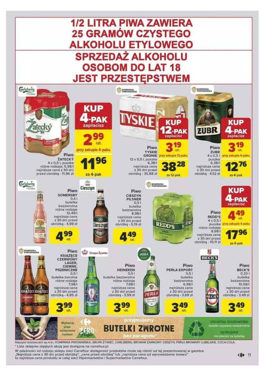 Gazetka promocyjna Carrefour - ważna 10.09 do 14.09.2024 - strona 3 - produkty: Carlsberg, Coca-Cola, Gra, Heineken, Książęce, Perła, Piwa, Piwo, Por, Somersby, Tyskie