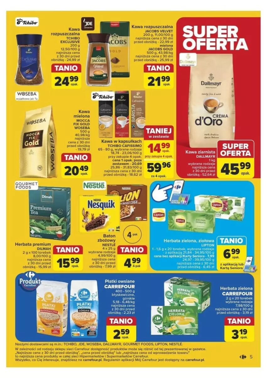 Gazetka promocyjna Carrefour - ważna 10.09 do 14.09.2024 - strona 35 - produkty: Baton, Dallmayr, Dilmah, Fa, Herbata, Jacobs, Jacobs Velvet, Kawa, Kawa mielona, Kawa rozpuszczalna, Lipton, Mocca Fix Gold, Płatki owsiane, Tchibo, Velvet, Woseba