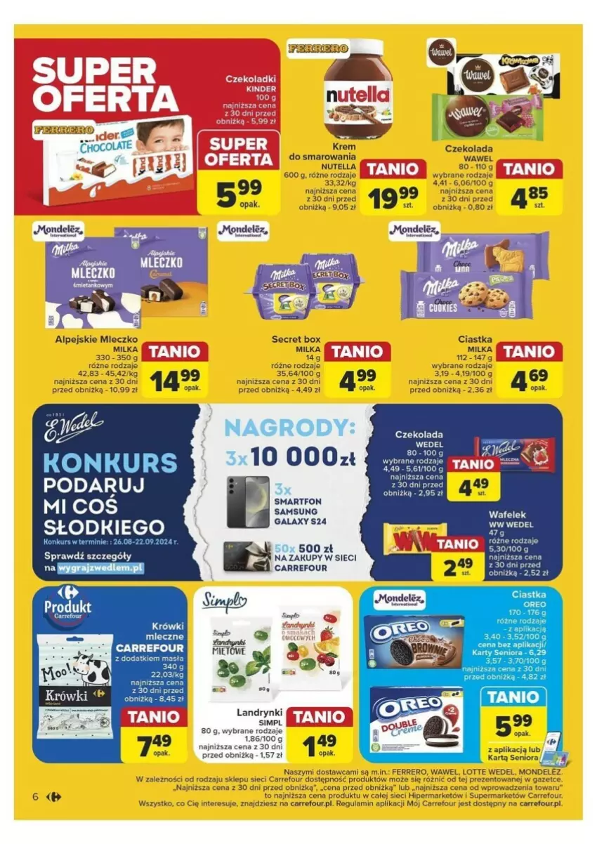 Gazetka promocyjna Carrefour - ważna 10.09 do 14.09.2024 - strona 36 - produkty: Ciastka, Czekolada, Ferrero, Gala, Gra, Milka, Mleczko, Nutella, Samsung, Smartfon, Wafelek, Wawel