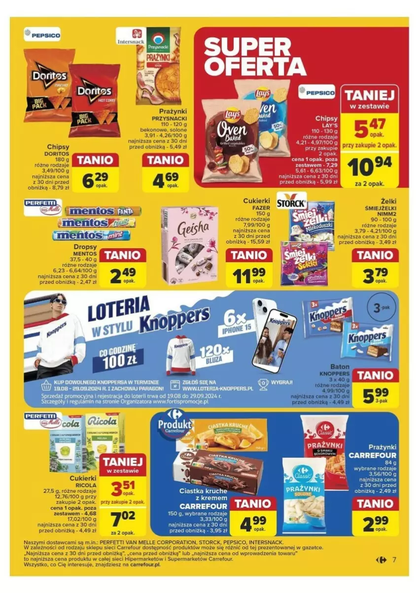 Gazetka promocyjna Carrefour - ważna 10.09 do 14.09.2024 - strona 37 - produkty: Chipsy, Ciastka, Cukier, Cukierki, Fa, Knoppers, Mysz, Nimm2, Pepsi, Por, Przysnacki