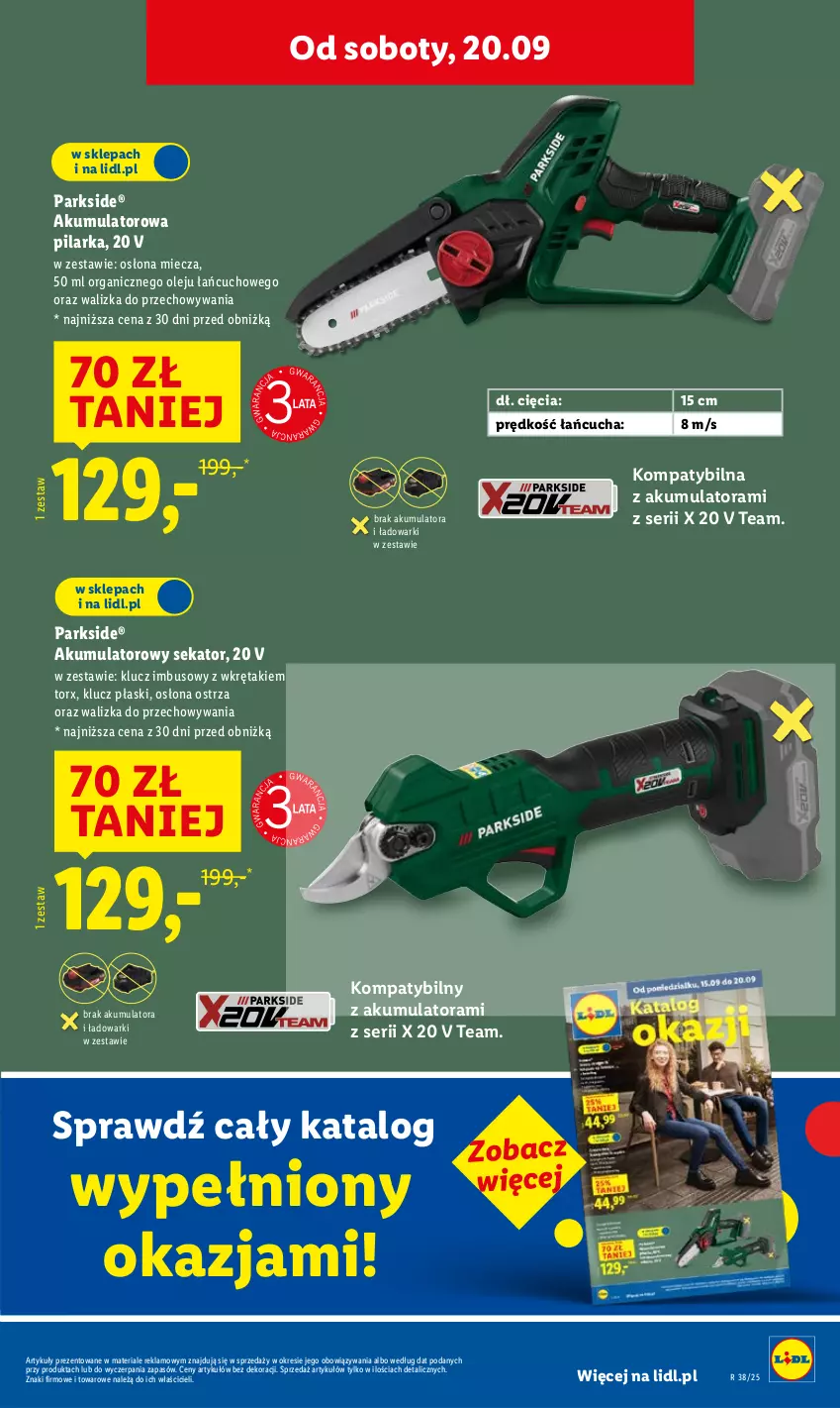 Gazetka promocyjna Lidl - GAZETKA - ważna 18.09 do 20.09.2025 - strona 15 - produkty: Akumulator, Miecz, Olej, Parkside, Sekator, Ser, Walizka, Wkręt