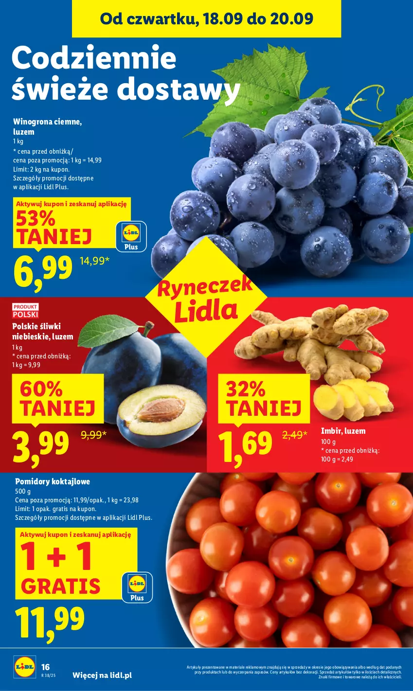 Gazetka promocyjna Lidl - GAZETKA - ważna 18.09 do 20.09.2025 - strona 20 - produkty: Gra, Imbir, Pomidory, Wino, Winogrona