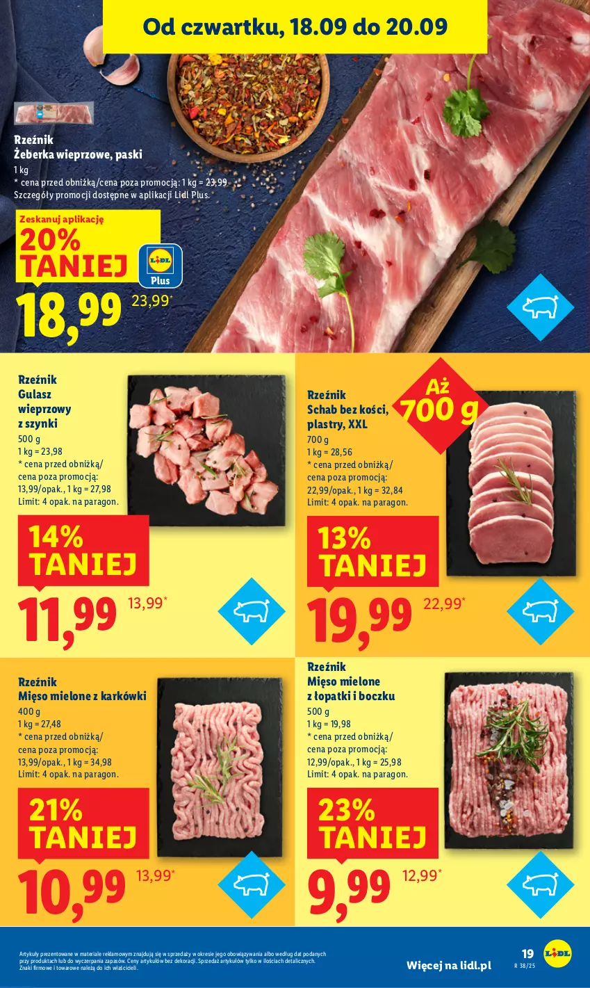 Gazetka promocyjna Lidl - GAZETKA - ważna 18.09 do 20.09.2025 - strona 23 - produkty: Mięso, Mięso mielone, Schab bez kości