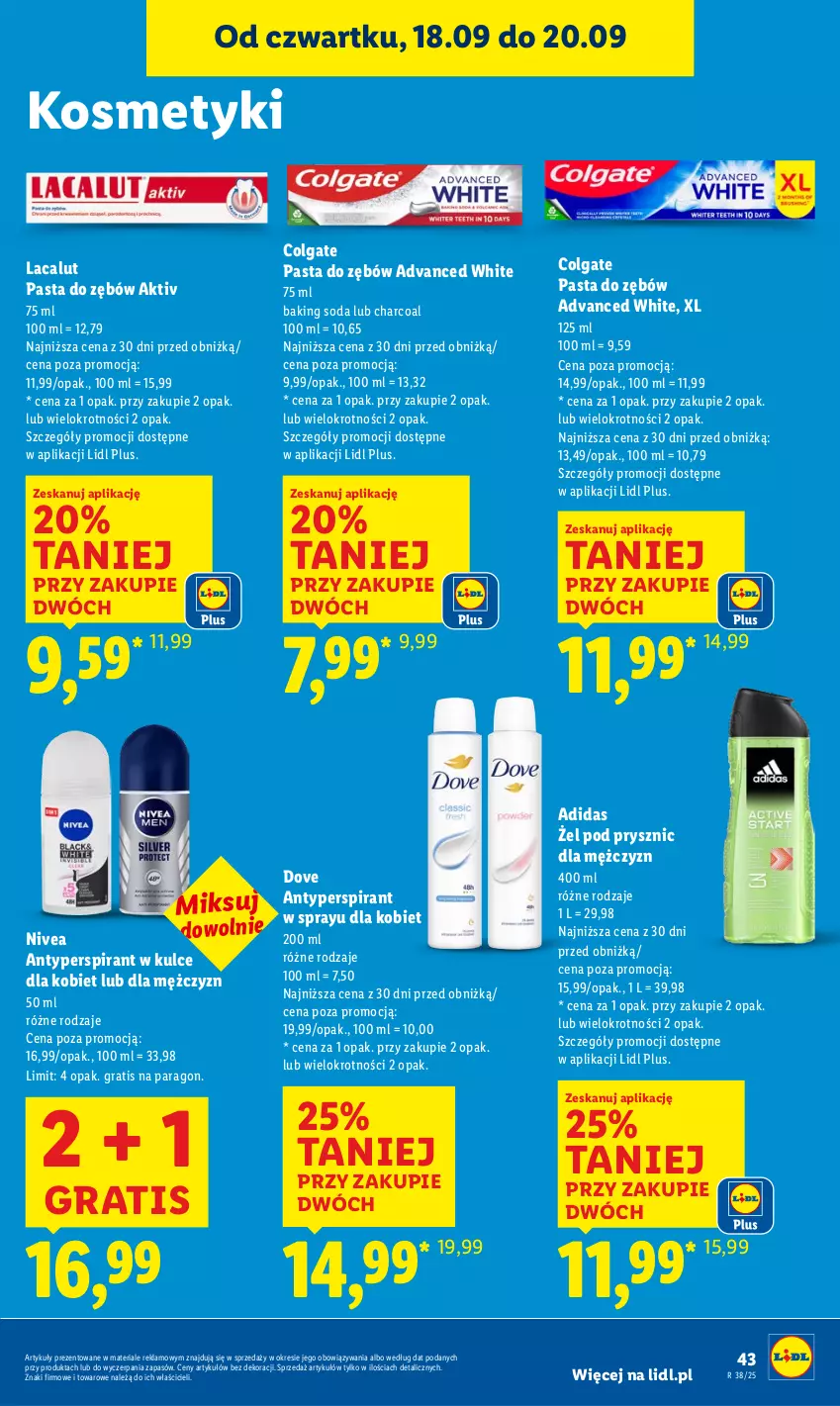 Gazetka promocyjna Lidl - GAZETKA - ważna 18.09 do 20.09.2025 - strona 51 - produkty: Adidas, Antyperspirant, Colgate, Dove, Gra, Lacalut, LG, Nivea, Pasta do zębów