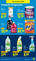 Gazetka promocyjna Lidl - GAZETKA - Gazetka - ważna od 20.09 do 20.09.2025 - strona 53 - produkty: Płyn do prania, Frosch, Spray do czyszczenia, Papier, Proszek do prania, Velvet, Vizir, Ręcznik, Perwoll, Bryza