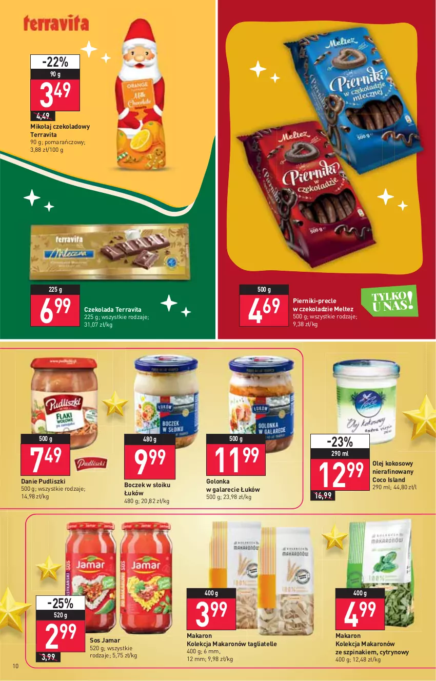 Gazetka promocyjna Stokrotka - Supermarket - ważna 16.12 do 21.12.2021 - strona 10 - produkty: Boczek, Czekolada, Gala, Isla, Kokos, Makaron, Olej, Olej kokosowy, Piernik, Precle, Pudliszki, Sos, Szpinak, Tagliatelle