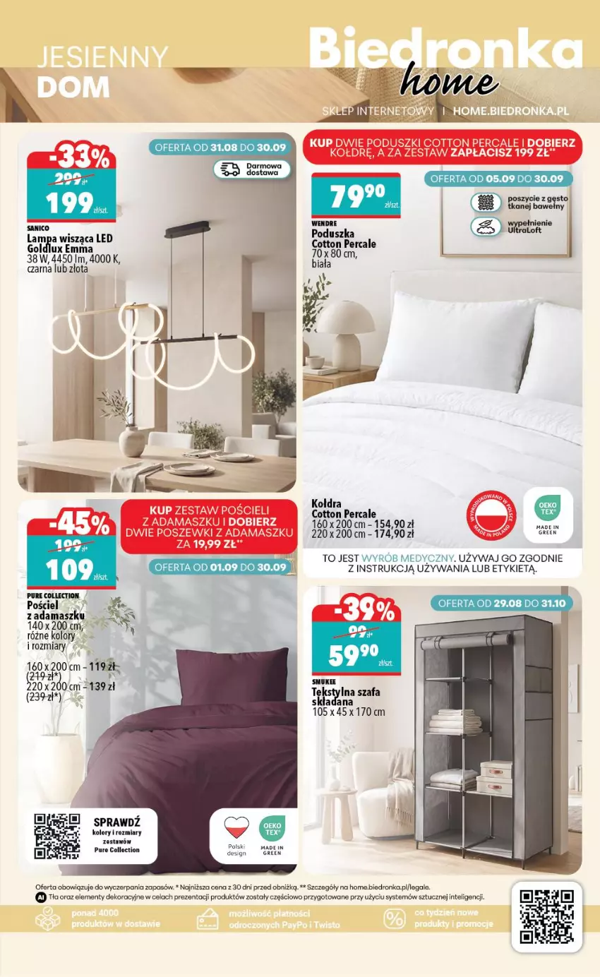Gazetka promocyjna Biedronka - Biedronka Home - ważna 05.09 do 12.09.2026 - strona 3 - produkty: Fa, Intel, Lampa, Lampa wisząca, Poduszka, Pościel, Pur