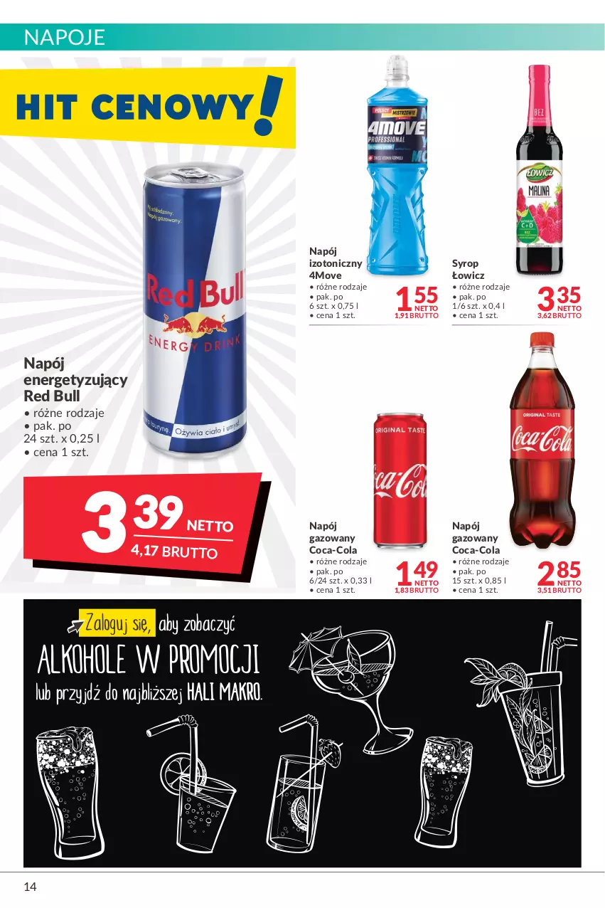 Gazetka promocyjna Makro - [Oferta promocyjna] Artykuły spożywcze i przemysłowe - ważna 08.03 do 21.03.2022 - strona 14 - produkty: Coca-Cola, Napój, Napój gazowany, Napój izotoniczny, Napoje, Red Bull, Syrop