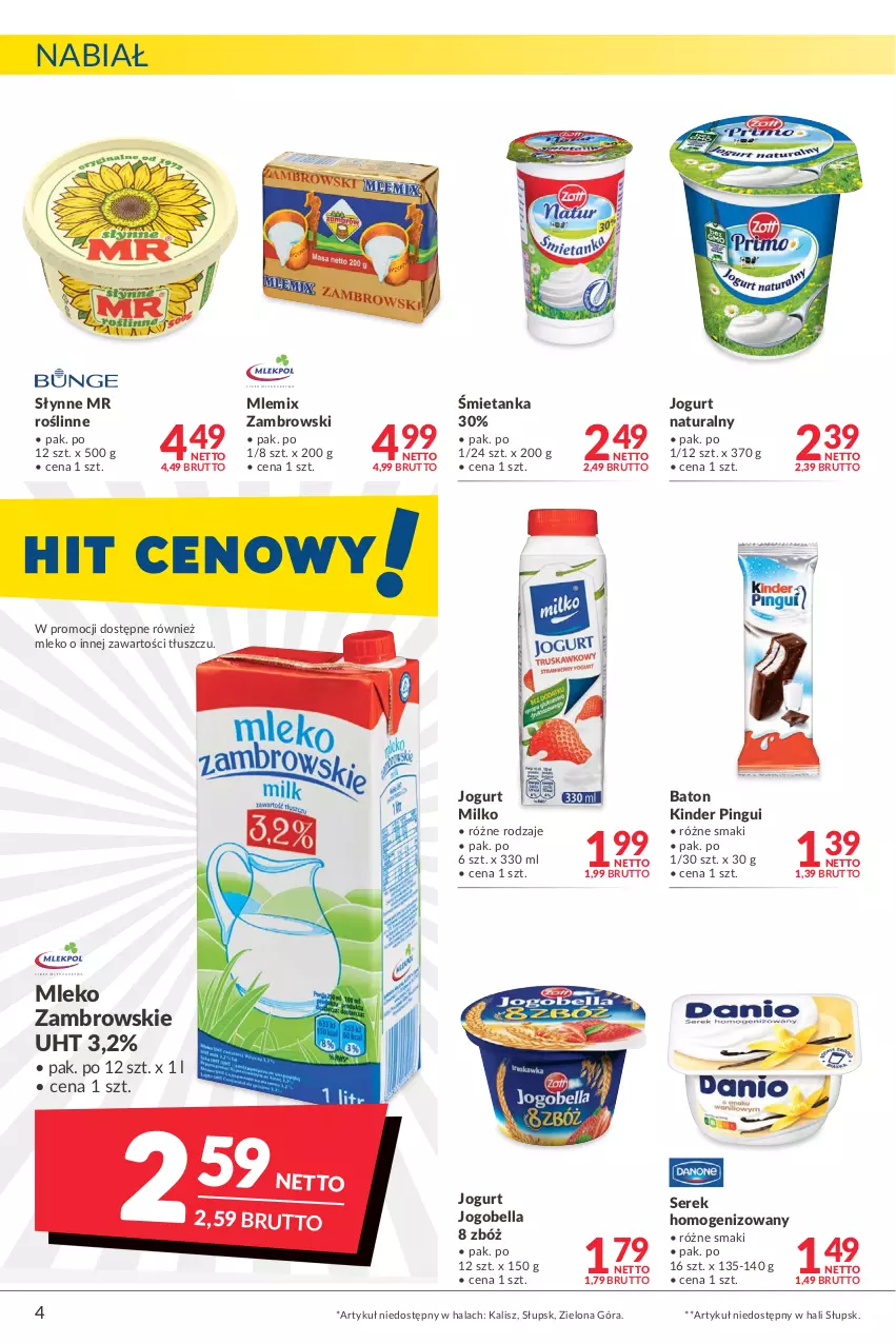 Gazetka promocyjna Makro - [Oferta promocyjna] Artykuły spożywcze i przemysłowe - ważna 08.03 do 21.03.2022 - strona 4 - produkty: Baton, Bell, Bella, Jogobella, Jogurt, Jogurt naturalny, Kinder, Mleko, Mlemix Zambrowski, Ser, Serek, Serek homogenizowany, Słynne, Słynne MR Roślinne