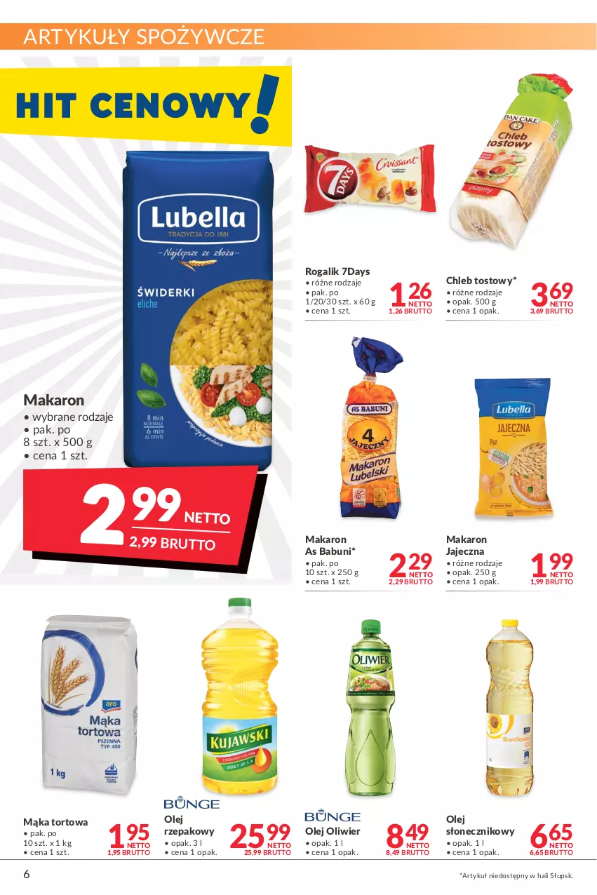 Gazetka promocyjna Makro - [Oferta promocyjna] Artykuły spożywcze i przemysłowe - ważna 08.03 do 21.03.2022 - strona 6 - produkty: Artykuły spożywcze, Babuni, Chleb, Chleb tostowy, Mąka, Mąka tortowa, Makaron, Olej, Olej rzepakowy, Olej słonecznikowy, Rogal