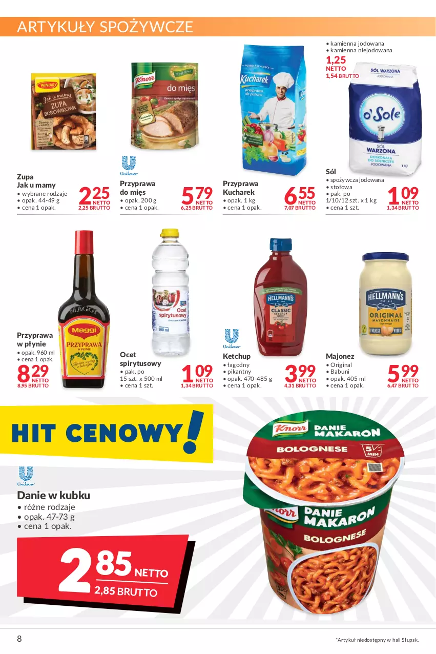 Gazetka promocyjna Makro - [Oferta promocyjna] Artykuły spożywcze i przemysłowe - ważna 08.03 do 21.03.2022 - strona 8 - produkty: Artykuły spożywcze, Babuni, Gin, Ketchup, Kucharek, Majonez, Ocet, Przyprawa w płynie, Sól, Zupa