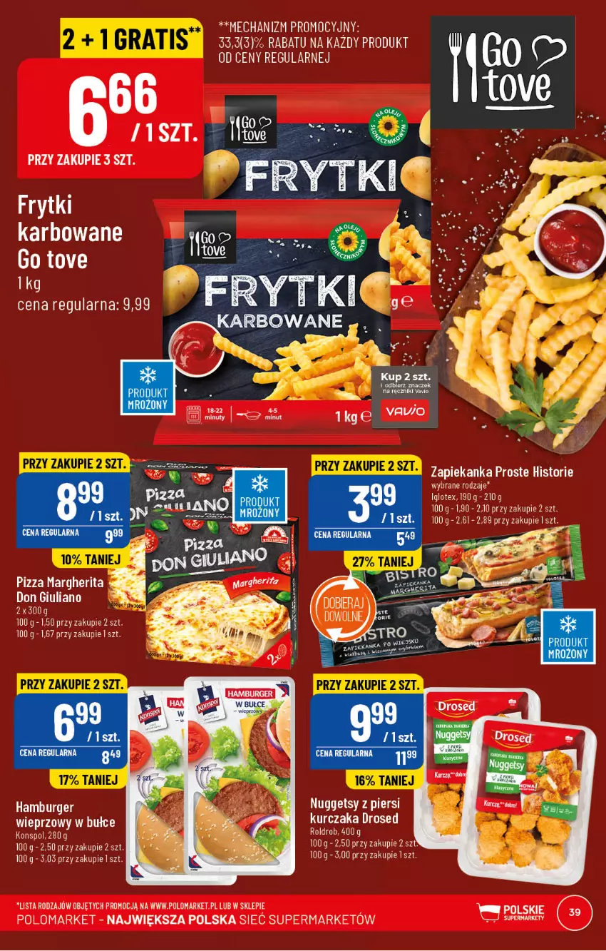 Gazetka promocyjna PoloMarket - Gazetka pomocyjna - ważna 22.02 do 28.02.2022 - strona 39 - produkty: Burger, Hamburger, Kurczak, LG, Pizza, Pizza margherita, Zapiekanka