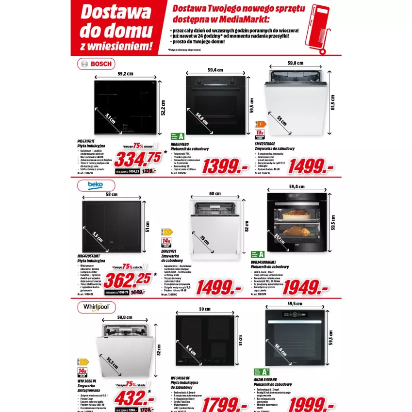 Gazetka promocyjna Media Markt - Gazetka Media Markt - ważna 11.08 do 17.08.2021 - strona 14 - produkty: Drzwi, Fa, Gra, Piec, Piekarnik, Piekarnik do zabudowy, Płyta, Płyta indukcyjna, Por, SEKO, Teleskop, Tran, Warka, Whirlpool, Zmywarka